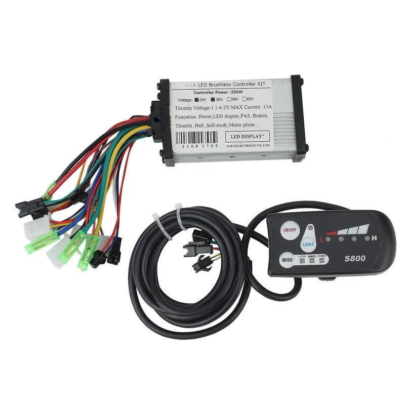 LED Display: 250W Brushless Controller, 36V Voltage, High Performance - Composite Black & Silver Material, PAS Assisted Sensing for Electric Bike Component Replacement - Image 1
