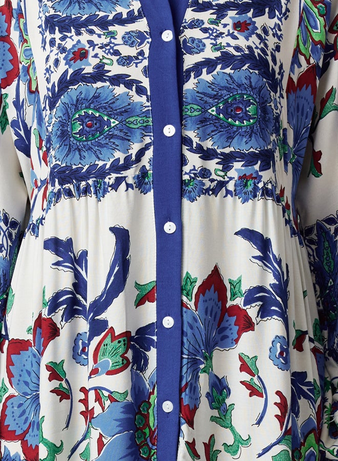trendyol Blue Floral Viscose Woven Dress TCTSS24EB00221 - Image 3