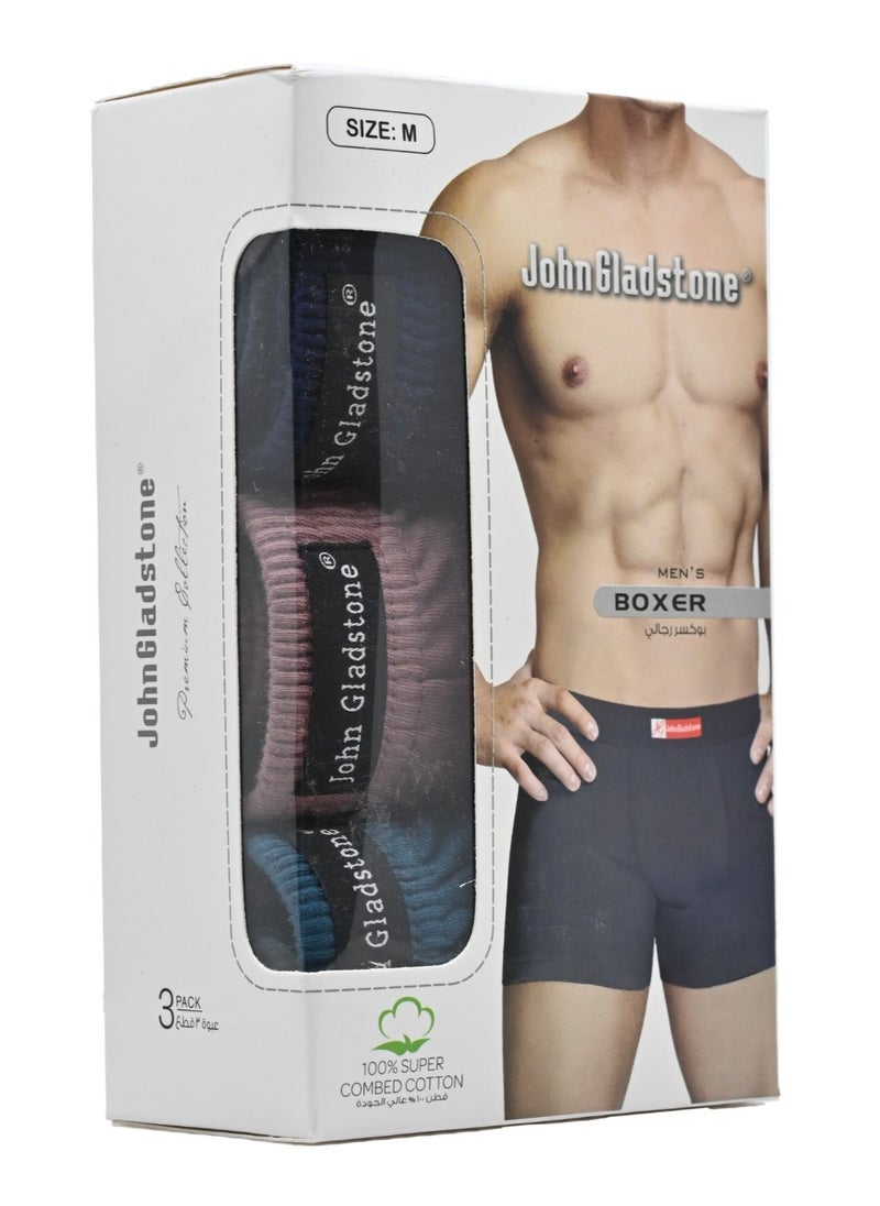 John Gladstone - John Gladstone Men's Cotton Inner Elastic Boxer - 3 Pack - Image 1