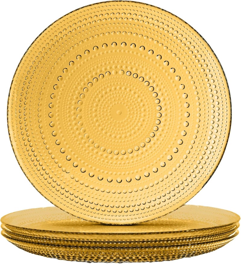 Yungala Amber Hobnail Glass Plates  Vintage Amber Glass Dinner Plates  Elegant Retro Tableware for Timeless Entertaining - Image 1