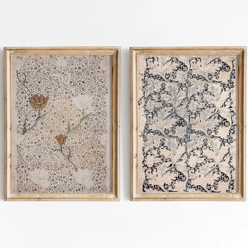 Joocrise Vintage Botanical Wall Art Prints Set of 2 Antique Sketch Wall Art Decor Neutral Flower Canvas Wall Art Floral Pictures Farmhouse Painting Vintage Floral Artwork for Room Bedroom 24x36 Inch Unframed - Image 1