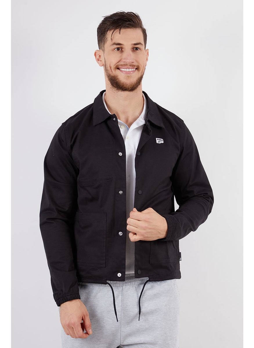 PUMA Men Spread Neckline Downtown Coach Jacket, Black  - Image 1
