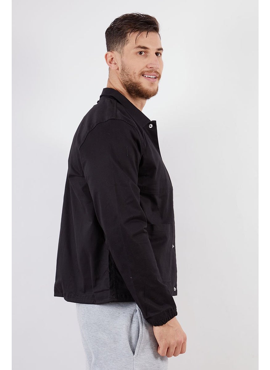 PUMA Men Spread Neckline Downtown Coach Jacket, Black  - Image 2