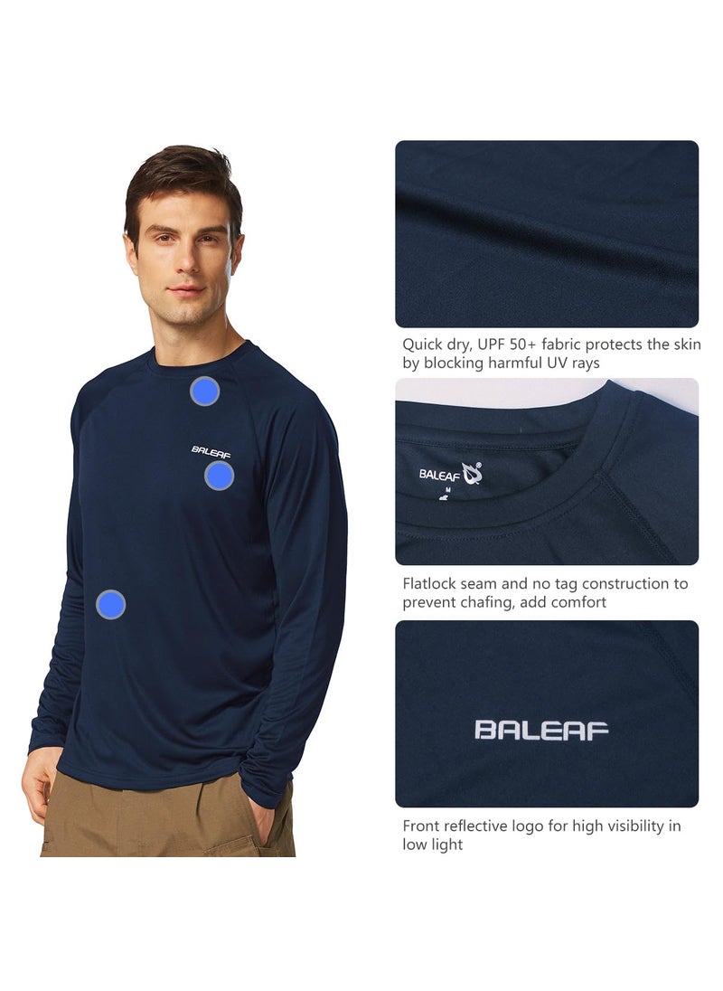Baleaf BALEAF Men's Rash Guard Shirts Fishing Long Sleeve UV Sun Protection SPF T-Shirts UPF 50+ Lightweight Beach Dark Blue Size XXXL  - Image 3