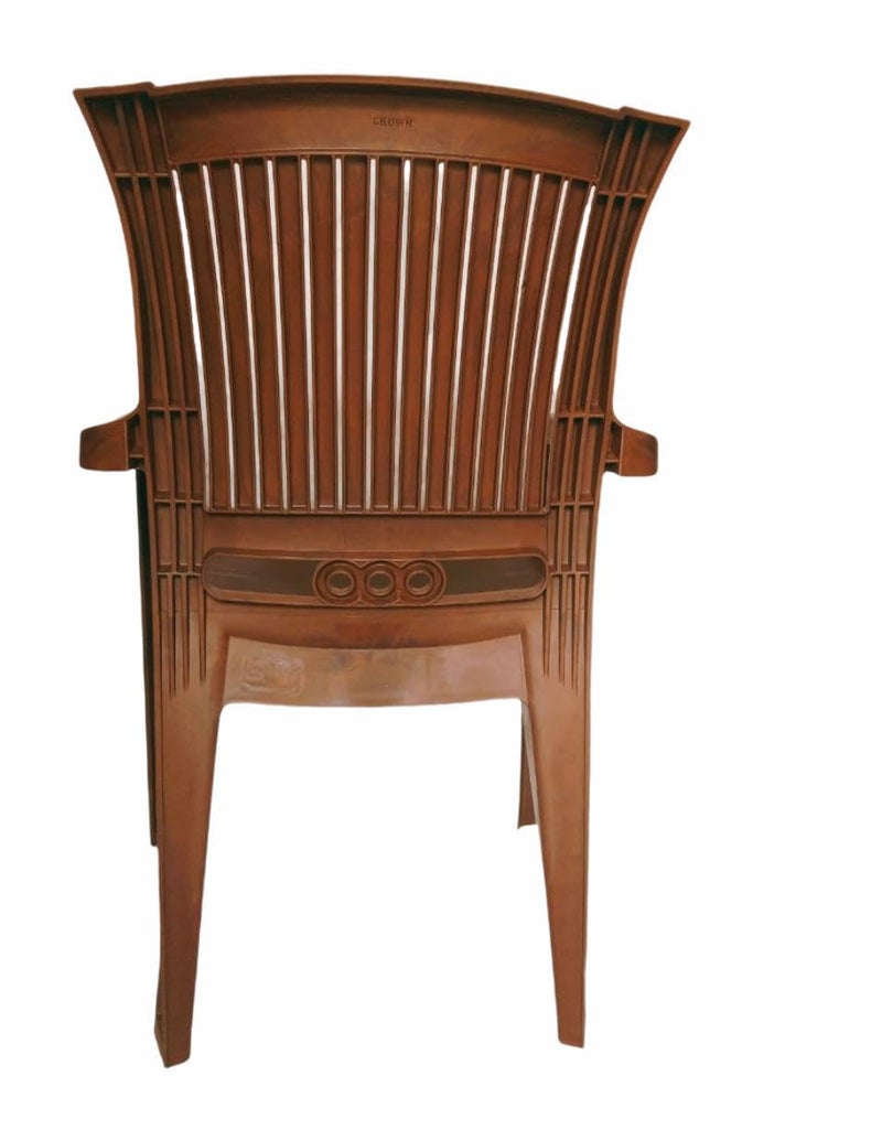 ANMOL Supreme Crown Luxury Plastic Arm Chair for Home Office Living RoomMatte Finish Plastic Outdoor ChairPatio Chairs for Balcony Suitable for Indoor Outdoor Brown Set of 1 Chair - Image 5