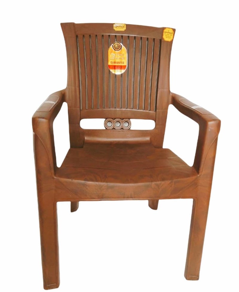 ANMOL Supreme Crown Luxury Plastic Arm Chair for Home Office Living RoomMatte Finish Plastic Outdoor ChairPatio Chairs for Balcony Suitable for Indoor Outdoor Brown Set of 1 Chair - Image 1