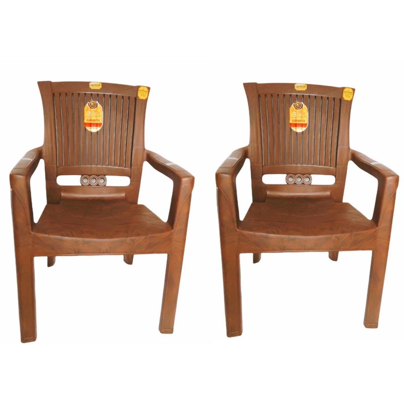 ANMOL Supreme Crown Luxury Plastic Arm Chair for Home Office Living RoomMatte Finish Plastic Outdoor ChairPatio Chairs for Balcony Suitable for Indoor Outdoor Brown Set of 1 Chair - Image 4