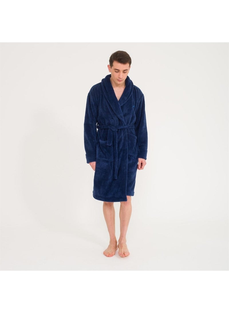 Miespiga Men's Welsoft Shawl Collar Fleece Dressing Gown  - Image 2