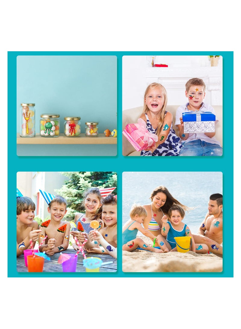 SYOSI Luminous Under Sea Temporary Tattoos Glow Ocean Beach Pool Birthday Party Decorations Supplies Favors Fake Tattoo Stickers for Kids Gifts 170 Styles 12 Sheets - Image 3