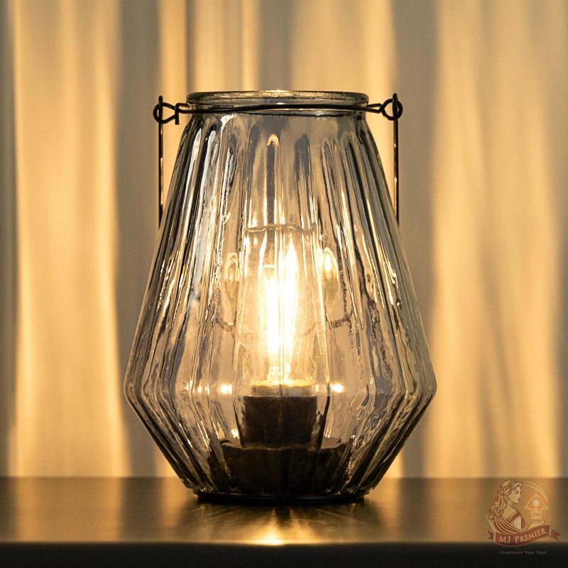 MJ PREMIER Battery Operated Lamp HangingCordless LED Table Lamp with Timer Decorative Lantern Lights Outdoor Indoor Decor for PatioHomeHallwayDeckSpareroomBedroomTabletopFireplaceVintage Style Blue