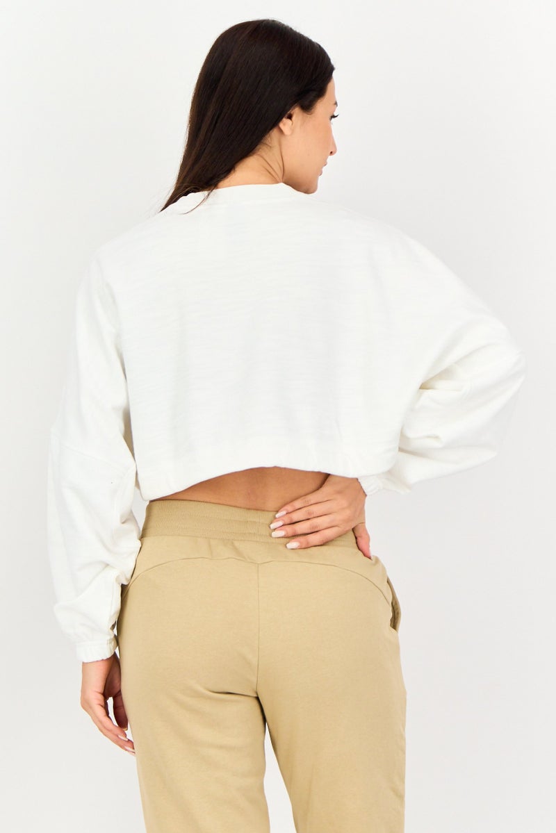 Adidas بلوزة رياضية نسائية بأكمام طويلة وقصيرة للرقص، بيضاء - Image 2