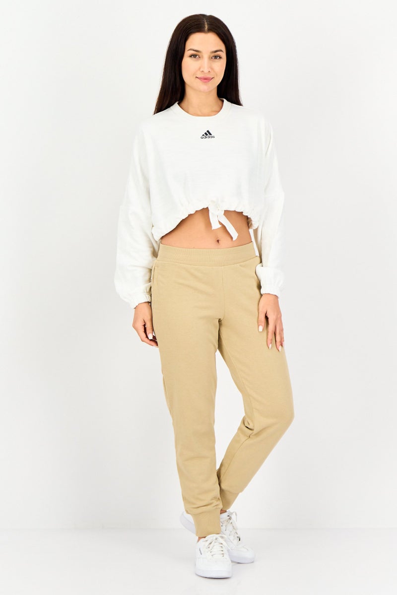 Adidas بلوزة رياضية نسائية بأكمام طويلة وقصيرة للرقص، بيضاء - Image 4