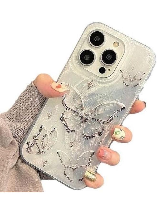 إيروريكس جراب آيفون 15 14 13 12 11 برو ماكس، جراب آيفون 15 14 برو مع فراشة، حزام معصم من اللؤلؤ اللامع، جراب آيفون مقاوم للصدمات، غطاء آيفون محمول للنساء والفتيات هدية آيفون 15 برو ماكس - Image 5