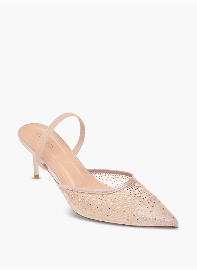 سيليست Women's Embellished Pointed Toe Shoes with Stiletto Heels Ramadan Collection