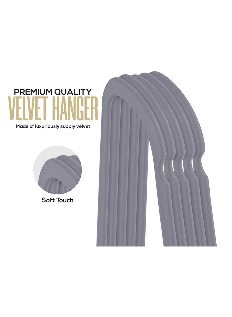 كول بيبي شماعة COOLBABY Premium Non-Slip Velvet Hangers [مجموعة من 10] (42 سم) -شماعة لباس مخملي Velvet Suit Suit Duty Heavy with Tie Bar 360 Degree Rotatory Hook -توفير الفضاء القوي - Image 3