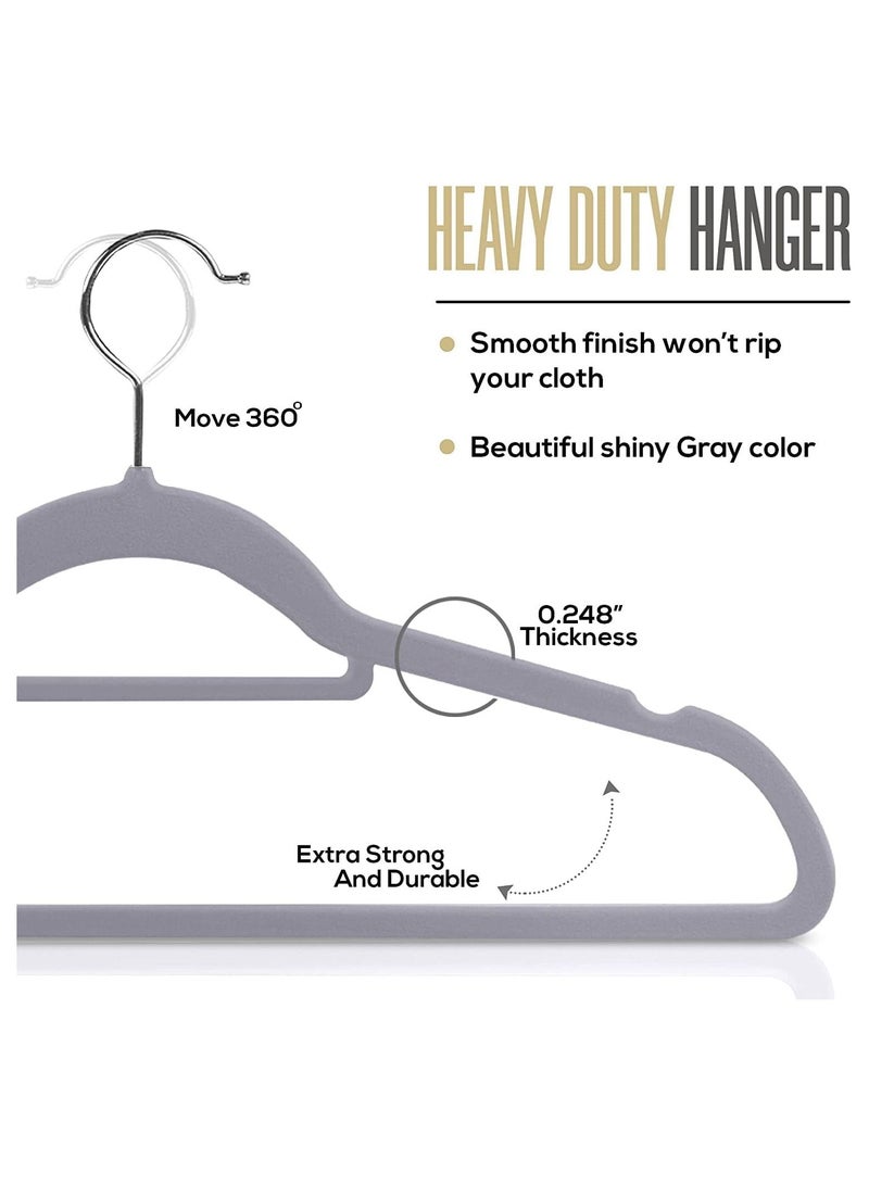كول بيبي شماعة COOLBABY Premium Non-Slip Velvet Hangers [مجموعة من 10] (42 سم) -شماعة لباس مخملي Velvet Suit Suit Duty Heavy with Tie Bar 360 Degree Rotatory Hook -توفير الفضاء القوي - Image 2