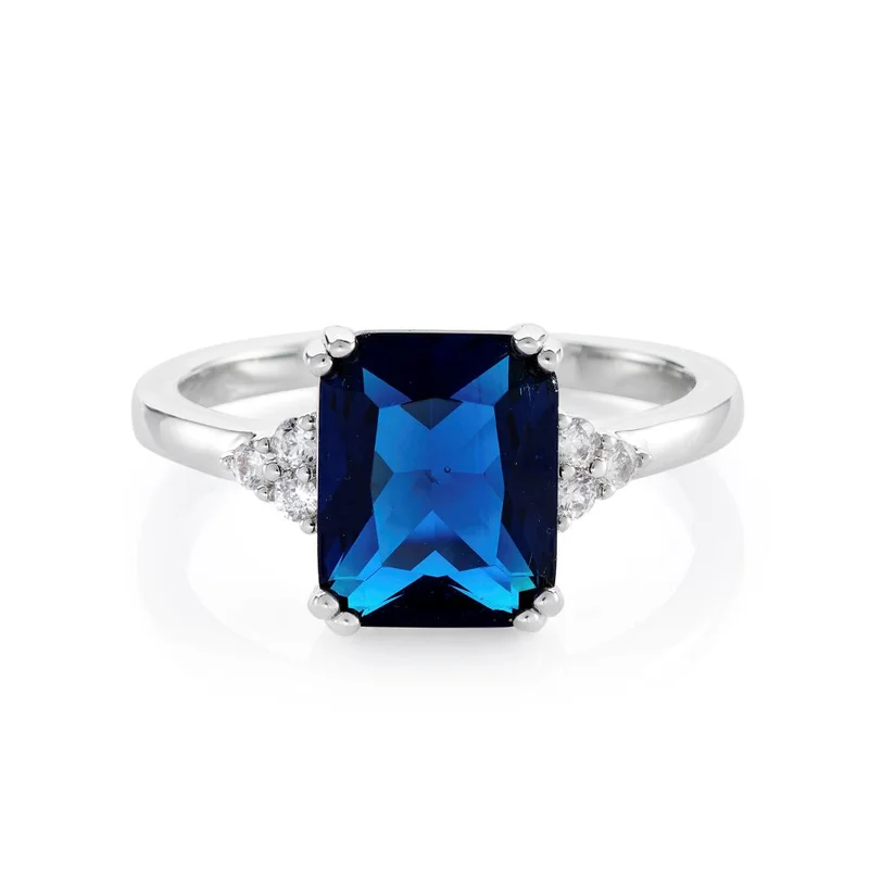 BUCKLEY LONDON THE CARAT COLLECTION - SAPPHIRE BAGUETTE WITH CRYSTAL DETAILED SHOULDERS