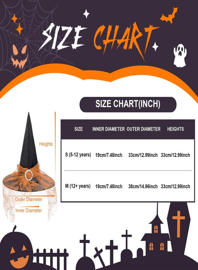 Zando Kids Witch Hat for Women Girls Halloween Party Decoration - Black Lace Witches Hat for Outdoor Hanging - One Size - Image 4