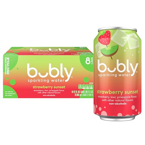 bubly Sparkling Water Strawberry Sunset Zero Sugar  Zero Calories 12 Fl Oz Cans Pack of 8 - Image 1