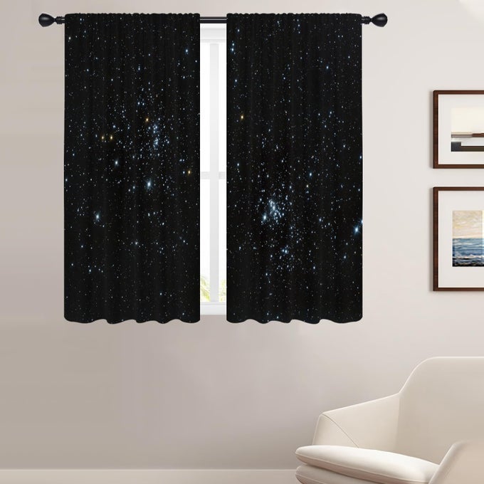 GALAXY WINDOW CURTAINS FOR BEDROOM 42 X 63 INCH OUTER SPACE STAR GOTHIC GOTH BLACK TRIPPY CELESTIAL KIDS BOYS STARRY NEBULA UNIVERSE ANIME LIVING ROOM TREATMENT SET OF 2 CURTAIN PANELS DRAPES