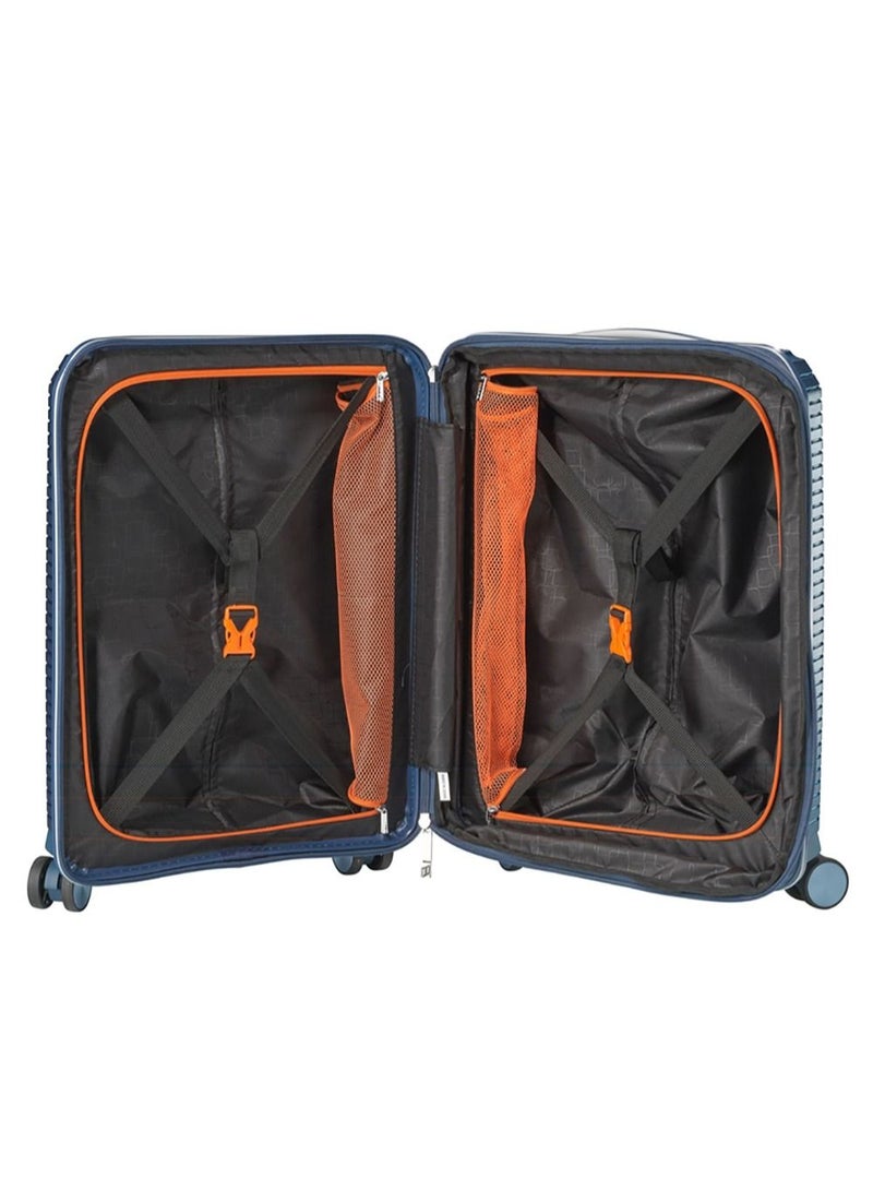 Jump Sondo Polypropylene Hard Expandable Carry-on Luggage Suitcase Trolley Cabin Size Small 55cm Blue - Image 5