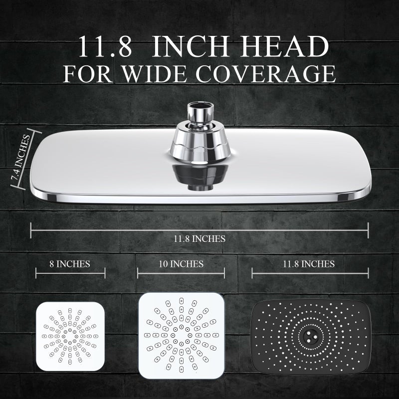 Veken High Pressure Rain Shower Head Combo with Extension Arm- Wide Showerhead with 6 Handheld Water Spray - Adjustable Dual Shower with Anti-Clog Nozzles - Silver Chrome - Image 3