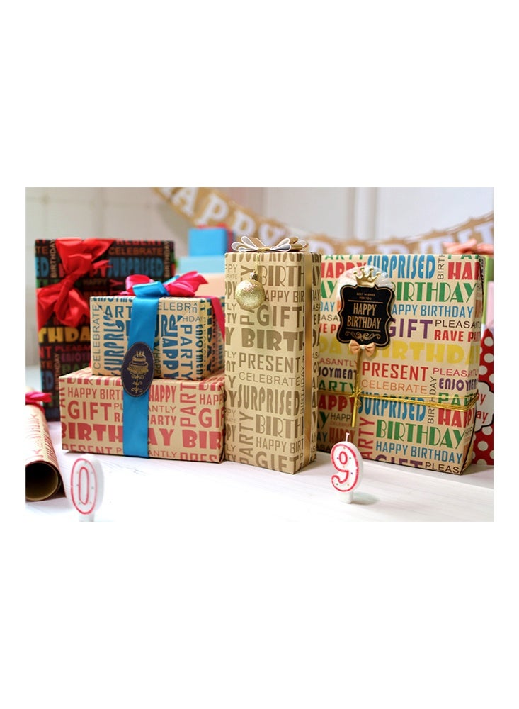 زيمي ورق هدايا كرافت سميك بطابع عيد ميلاد سعيد، ١٠ ورقات | ورق تغليف هدايا بعبارات إنجليزية، ٧٠×٥٠ سم | ورق تغليف هدايا إبداعي لحفلات أعياد الميلاد، ورق كرافت أصفر متين، مادة صديقة للبيئة - Image 4