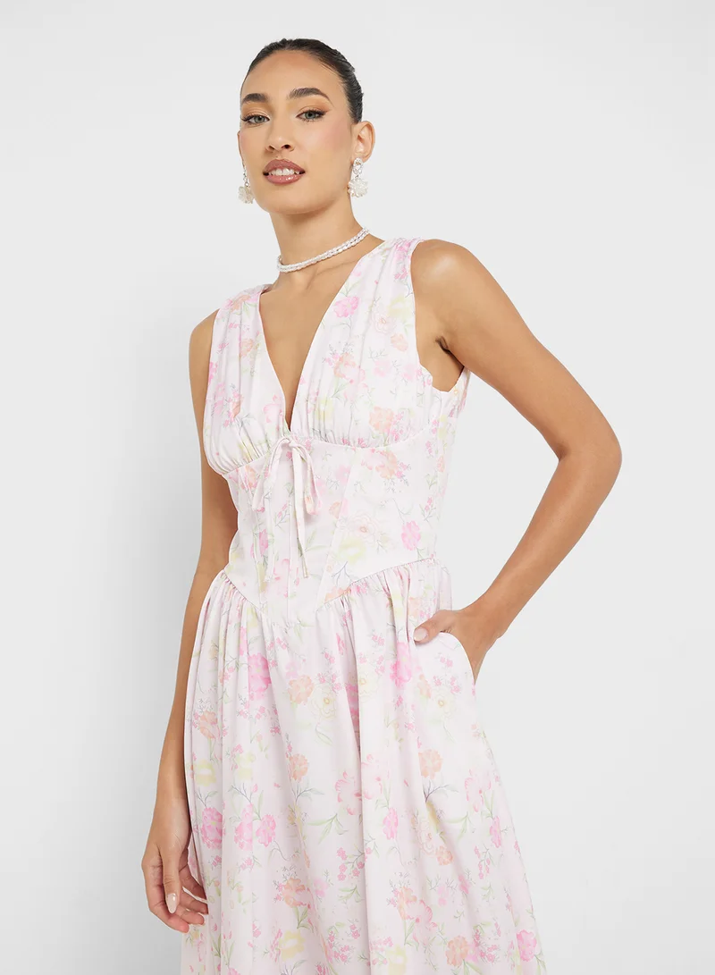 Ginger Floral Print Midi Dress