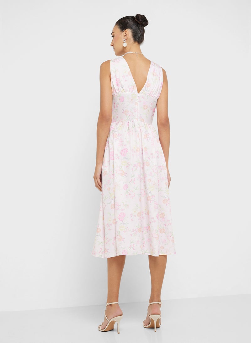 جينجر فستان ميدي بطبعة زهور - Image 2