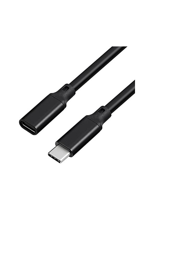 كابل تمديد VEROX USB من النوع C ذكر إلى أنثى بطول 2 متر، كابل موسع للشحن السريع من النوع C ذكر إلى النوع C أنثى بطول 2 متر متوافق مع جميع الهواتف الذكية من النوع C (أسود) (لا يوجد تمديد لنقل البيانات فقط)
