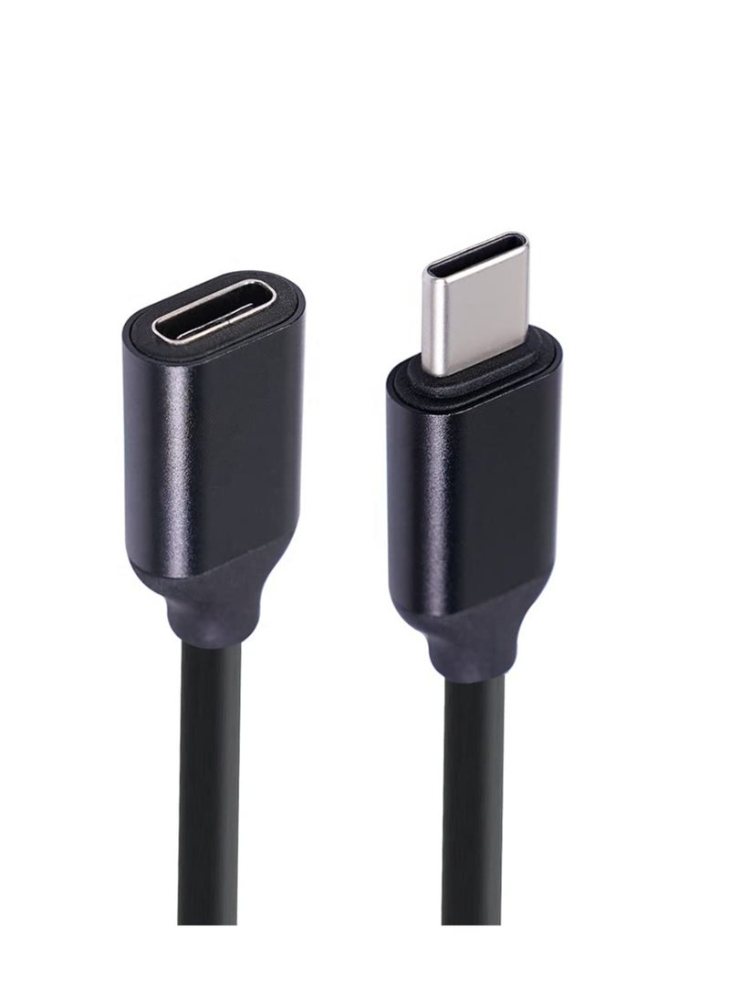كابل تمديد VEROX USB من النوع C ذكر إلى أنثى بطول 2 متر، كابل موسع للشحن السريع من النوع C ذكر إلى النوع C أنثى بطول 2 متر متوافق مع جميع الهواتف الذكية من النوع C (أسود) (لا يوجد تمديد لنقل البيانات فقط)