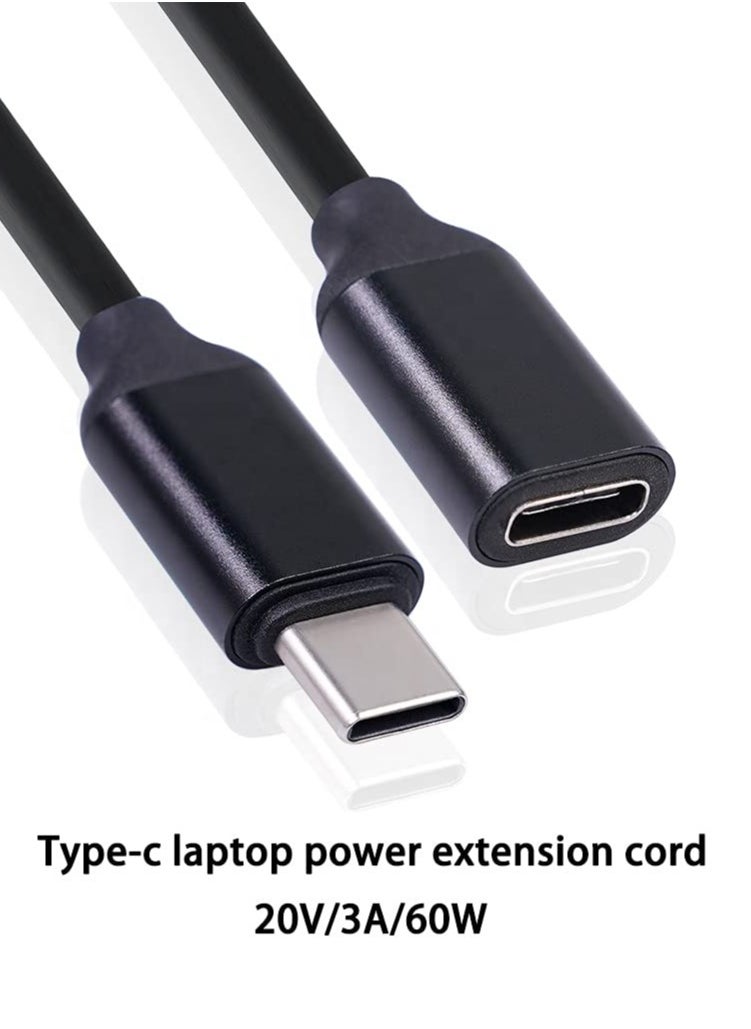 كابل تمديد VEROX USB من النوع C ذكر إلى أنثى بطول 2 متر، كابل موسع للشحن السريع من النوع C ذكر إلى النوع C أنثى بطول 2 متر متوافق مع جميع الهواتف الذكية من النوع C (أسود) (لا يوجد تمديد لنقل البيانات فقط)