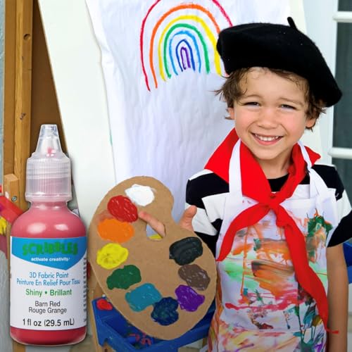 Scribbles 13904 3D Fabric Paint Shiny- Barn Red - Image 5