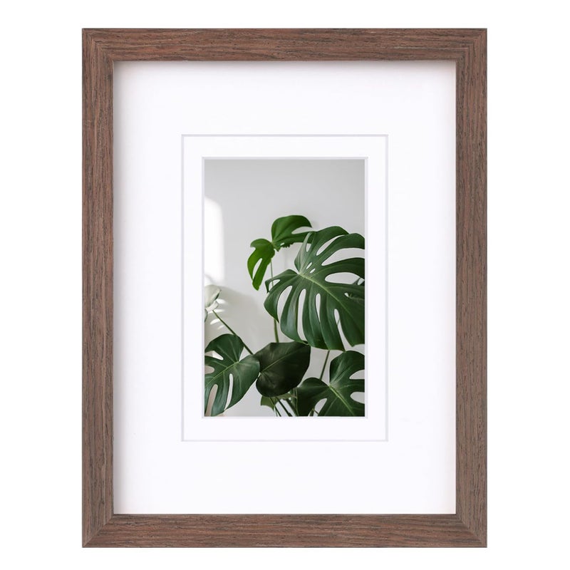 Egofine 8x10 Picture Frame Made of Solid Wood with Plexiglass  Display Pictures 4x6/5x7 with Mat or 8x10 Without Mat for Tabletop and Wall Mounting  Rustic Brown - Image 1