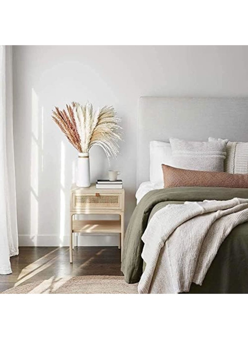 Luckam 70 قطعة | 20 قطعة من البامباس الأبيض و 20 قطعة من البامباس البني و 30 قطعة من عشب القصب المجفف الطبيعي، باقات مجففة طبيعية لتزيين المنزل بالزهور - Image 2