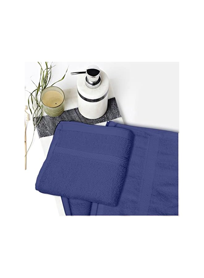 The Bros 4-Piece Hand Towel Set - Premium Cotton Terry, Luxurious Ringspun, 480 GSM Highly Absorbent and Quick Dry for Spa-Like Comfort, Size: 40 x 70 cm, Royal Blue - Image 5