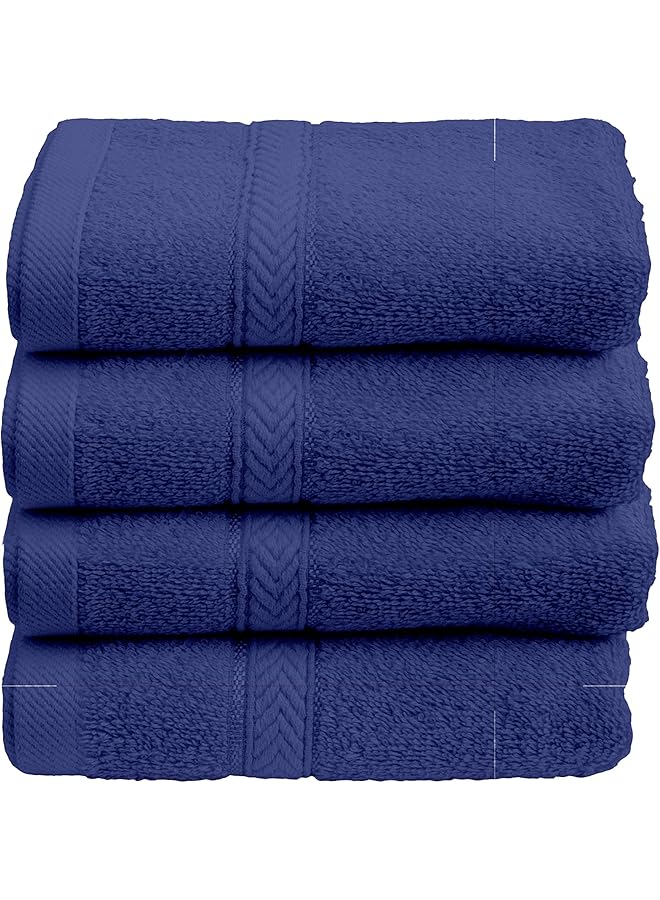 The Bros 4-Piece Hand Towel Set - Premium Cotton Terry, Luxurious Ringspun, 480 GSM Highly Absorbent and Quick Dry for Spa-Like Comfort, Size: 40 x 70 cm, Royal Blue