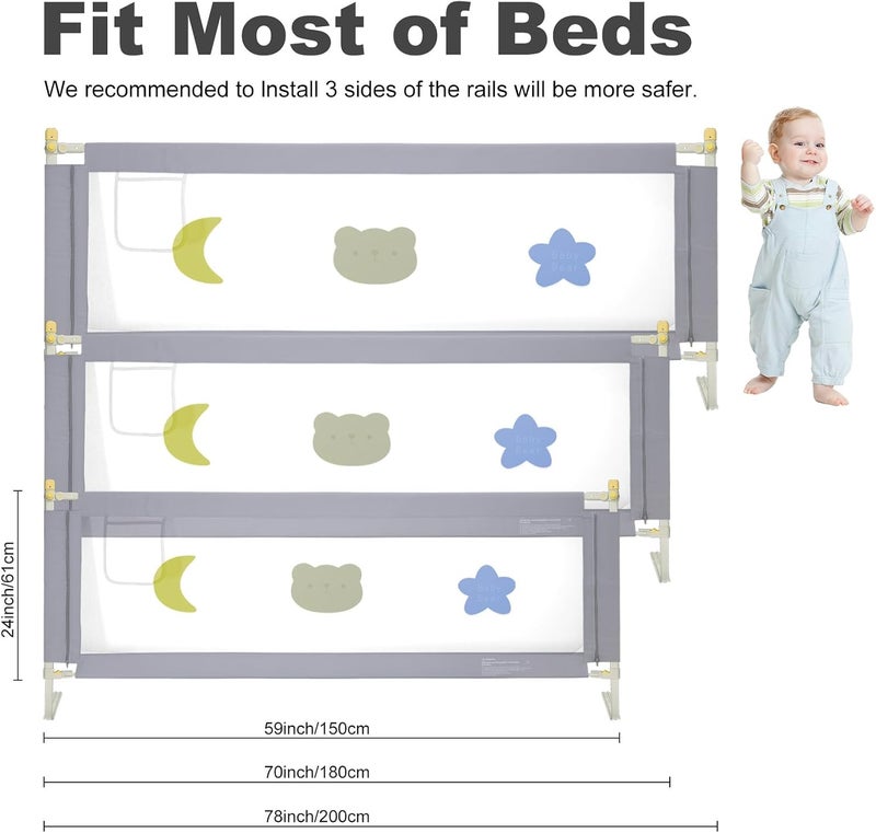 UREVO 1.5m Bed Rail for Toddlers - Adjustable Safety Guardrail - Image 2
