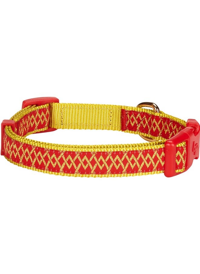 Blueberry Pet 4 Patterns Gold Metallic Thread Zigzag True Red Adjustable Dog Collar, Large, Neck 18"-26" - pzsku/Z764C6403578ADEB51C8FZ/45/_/1737032014/c30ddb34-22fc-4ebe-be7e-6498b8594b31