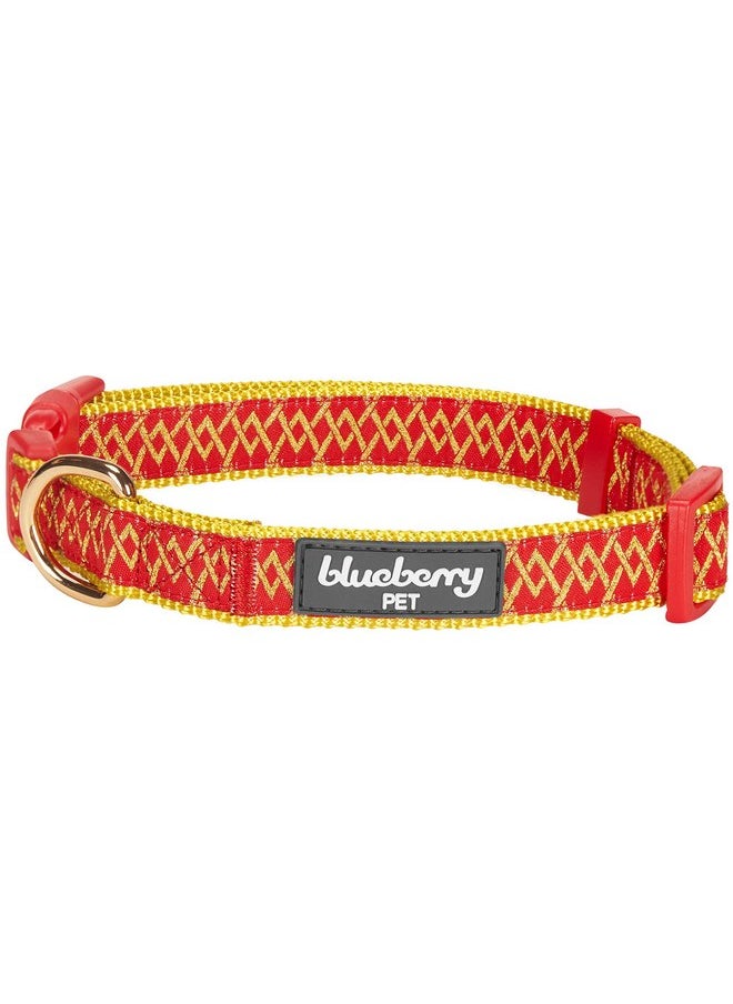 Blueberry Pet 4 Patterns Gold Metallic Thread Zigzag True Red Adjustable Dog Collar, Large, Neck 18"-26" - pzsku/Z764C6403578ADEB51C8FZ/45/_/1737032044/23456a9e-9bc1-4a78-abf0-2a3a8aee66ed