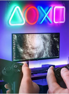 Xoopla LED Neon Lights With USB Powered Switch  , Game Icon Shape Neon for Playstation Light Icon Gaming/ Bedroom /Wall Decor,  for PS5 /4 Game Room/ Living Room/E-sports Room, Teen Gamer Room Decor Gifts  - Image 1