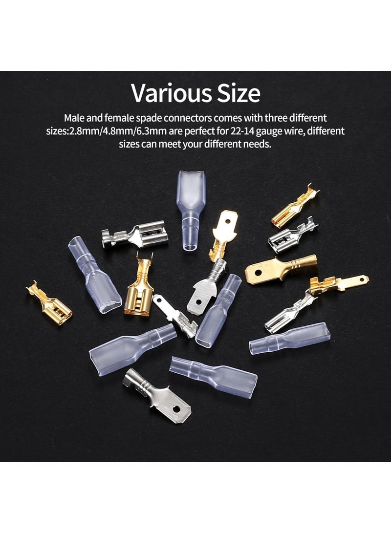 Electrical Wire Connectors, 540 Pcs Male Female Spade Crimp Terminal Connectors with Insulating Sleeves for Automotive Home Electrical Wiring Repair, 2.8mm 4.8mm 6.3mm Multi Size - Image 3