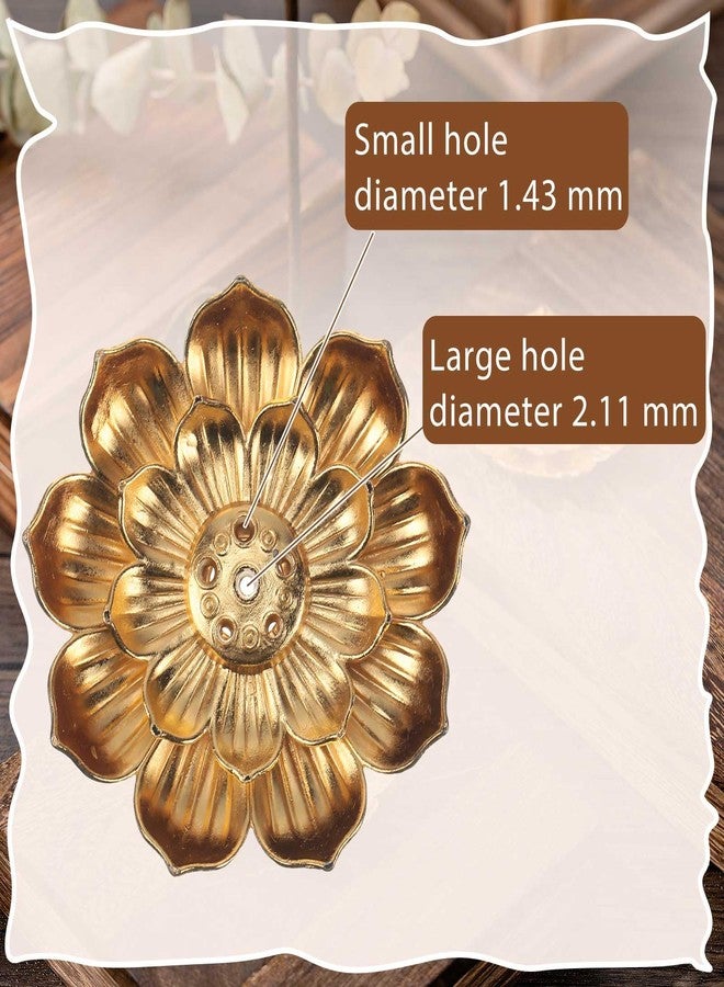 Layhit حامل بخور Layhit مكون من 60 قطعة، هدايا ديوالي بالجملة، 5.5 سم/2.16 بوصة، هدايا تذكارية لطقوس البوجا ونافاراتري، حامل أعواد بخور زهرة اللوتس الذهبية، مصنوع من سبائك الزنك، مانع لتسرب الرماد. - Image 5