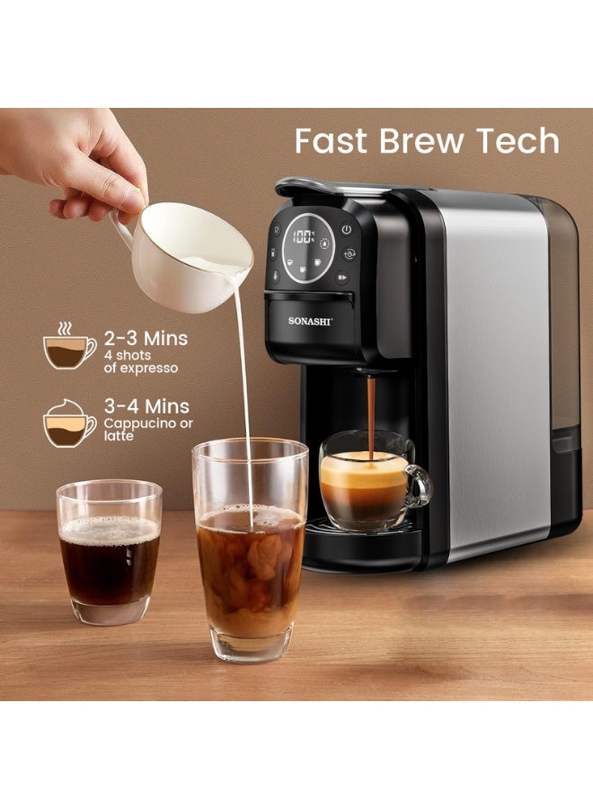 SONASHI Buy 3 in 1 Multi Capsule Coffee Machine and Get - 2 Slice Grill Maker | Digital Touch Coffee Maker with 2 Slice Grill Maker | Nespresso/Dolce Gusto/Coffee Powder Coffee Machine SCM-4984 + SGT-853N 700 ml 1400 W SCM-4984 + SWM-867 Black/Grey - Image 3