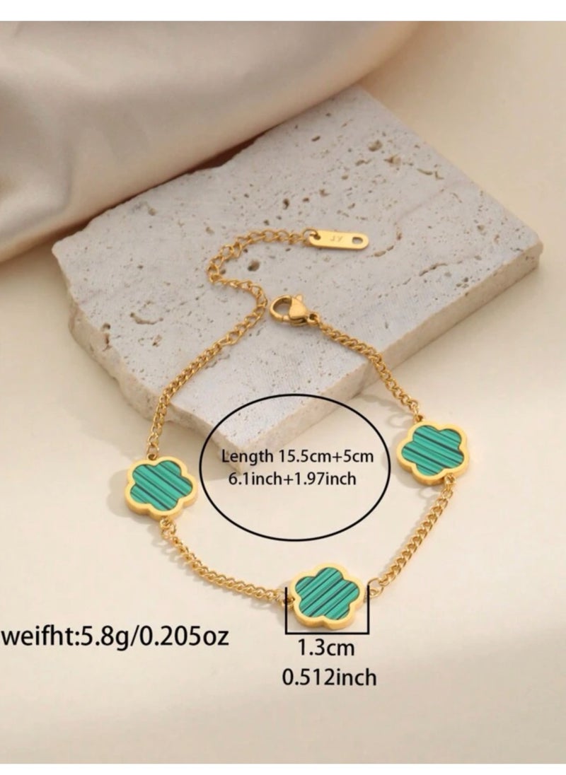 sixtyfour - Elegant Gold Plated Stainless Steel Bracelet For Women - Image 1