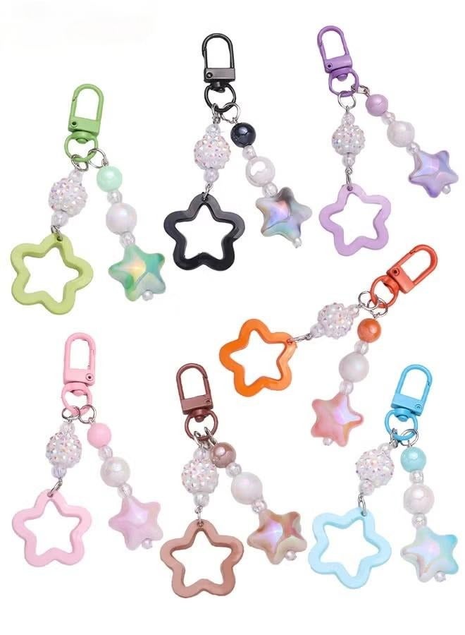 7 PCS Mini Star Phone Charms, Star Key Chains for Car Keys Star Keychain Accessories, Cell Phone Charms Accessories for Phone Bag Keychain Airpods Camera Pendants Backpack Decor - Image 1