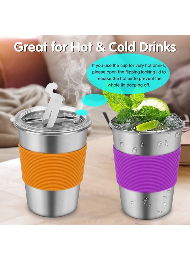 SSAWcasa - Spill Proof Cups for Kids, 6 Pack 12oz Stainless Steel Kids Cups with Straws and Lids, Unbreakable Toddler Tumbler Baby Water Drinking Glasses, Reusable Metal Smoothie Sippy Mug for Child Adult - Image 1