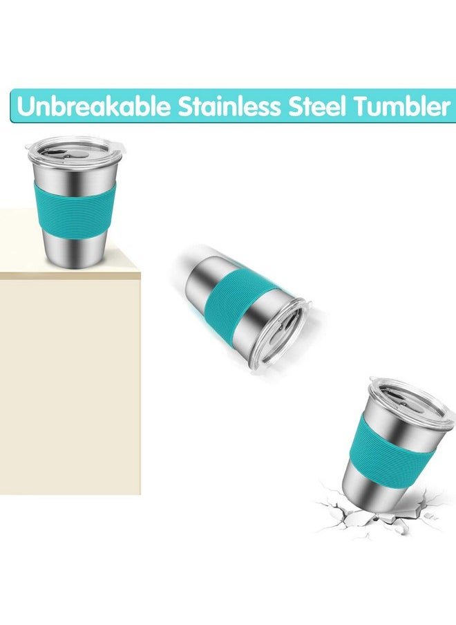 SSAWcasa - Spill Proof Cups for Kids, 6 Pack 12oz Stainless Steel Kids Cups with Straws and Lids, Unbreakable Toddler Tumbler Baby Water Drinking Glasses, Reusable Metal Smoothie Sippy Mug for Child Adult - Image 1
