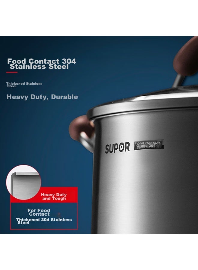 Supor Small Red Circle 304 Stainless Steel Soup Pot Core Color Series 22cm Compatible With Open Flame And Induction Cooktops Rt22aa1 - Image 3