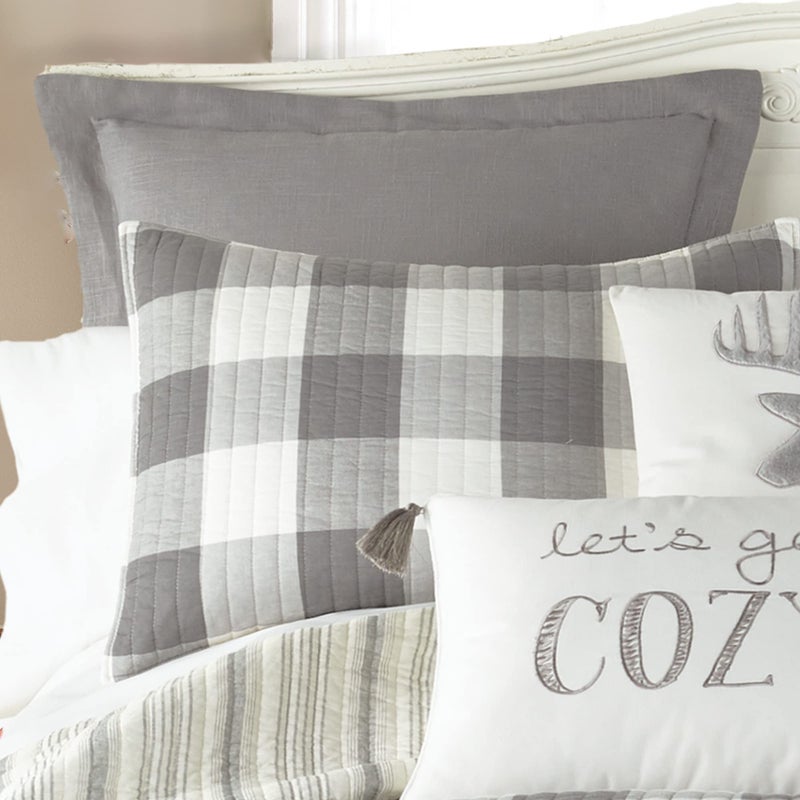 Levtex Home - Camden Grey - Euro Shams (Set of 2) - Linen Style - Grey - (26x26in.), No Insert - Image 2